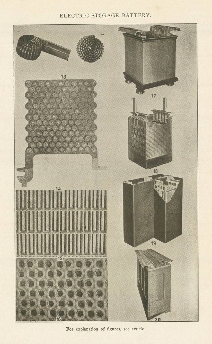Electric Storage Battery. Science 1907 old antique vintage print picture